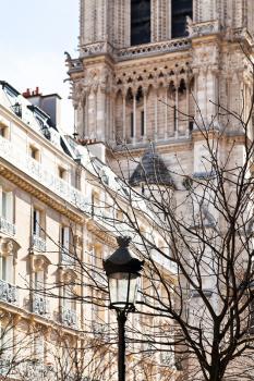urban lamp and Hotel de Ville (City Hall) in Paris , France