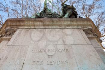 Monument of Charlemagne in Paris in spring day