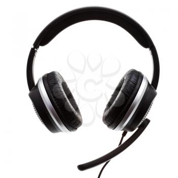 black headphone set isolated on white background