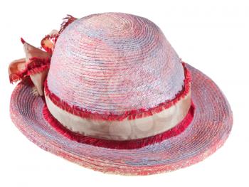 painted summer straw hat isolated on white background