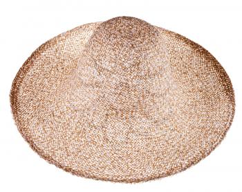 simple summer straw broad-brim hat isolated on white background