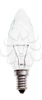 transparent candle incandescent light bulb isolated on white background