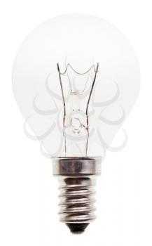 usual transparent incandescent light bulb isolated on white background