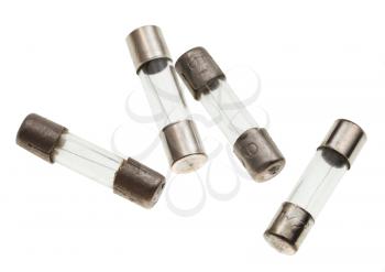several thermal fuses isolated on white background