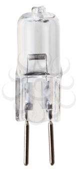 small transparent halogen lamp isolated on white background