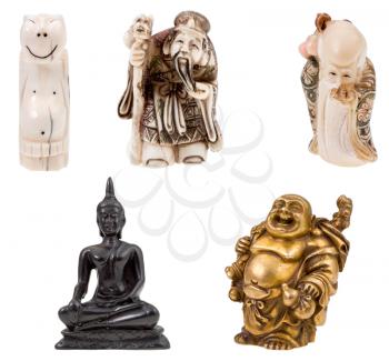 small gods - statuettes of gods and idol isolated on white background