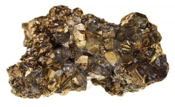 pyrite mineral crystals isolated on white background