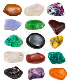 set of semi-precious stones isolated on white background