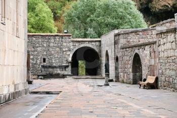 courtyard of Geghard monastery in Armenia