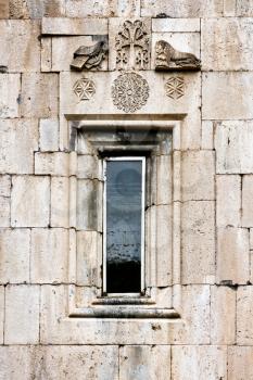 window of Katoghiken church of medieval geghard monastery in Armenia