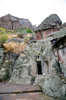 cave chapel in medieval geghard monastery in Armenia