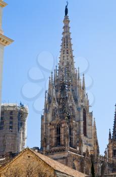 Gothic spire of Cathedral of the Holy Cross and Saint Eulalia in Barcelona