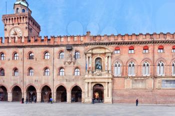 facade of Accursio palace (Town hall) in Bologna, Italy