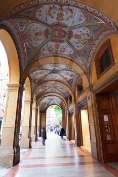 arcade on piazza Cavour in Bologna, Italy