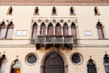 facade of historical house in Padua, Italy