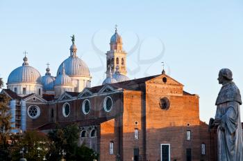 view of the Basilica of Santa Giustina of Padua, Italy at evening