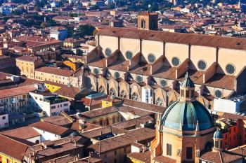 above view of The Basilica of San Petronio in Bologna, Italy