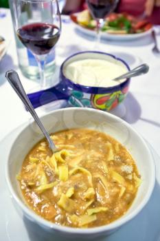 italian soup with tagiatelle pasta and beans