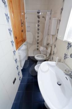 interior of narrow toilet room
