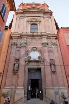 baroque style facade of Church of Santa Maria della Vita in Bologna, Italy