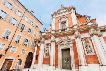 facade of of St. George in Modena, Italy