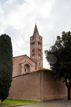 side view of antique basilica San Giovanni Evangelista in Ravenna, Italy