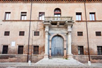porch of palace Prosperi-Sacrati in Ferrara, Italy