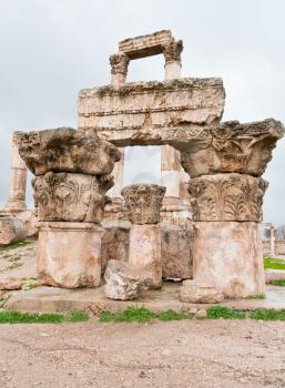 ruins of Temple of Hercules in antique citadel in Amman, Jordan