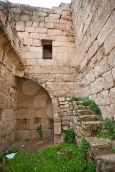 ruin of ancient home in antique roman town Jerash, Jordan