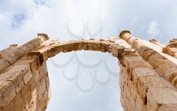 arch and column in antique city of Gerasa Jerash in Jordan