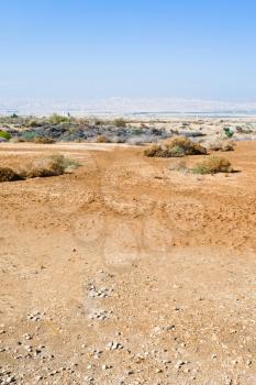panorama of desert lands near  baptism site in the Jordan River Valley
