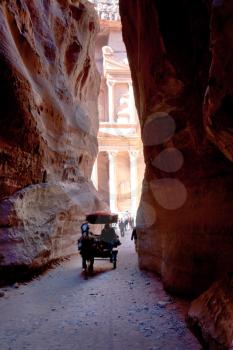 bedouin carriage in Siq pass to Petra city, Jordan