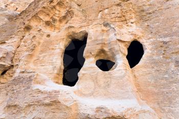 living ancient cavern in antique Little Petra, Jordan