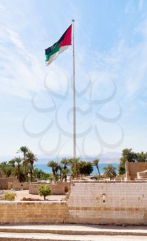The Aqaba Flagpole under ruins of medieval Mamluks Aqaba fort