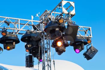 Concert spotlights on outdoor stage