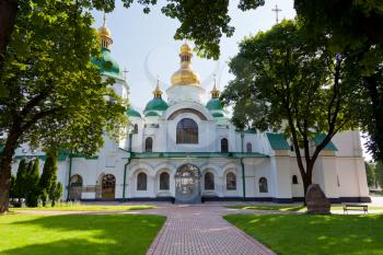 front view on Saint Sophia Cathedral in Kiev, Ukraine in summer day