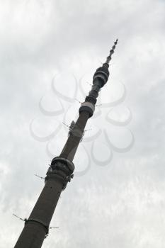 Ostankino television tower in Moscow, Russia in overcast day