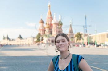 young woman on Red Square in Moscow