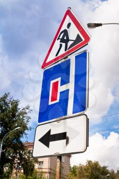 traffic sign in urban road repair area