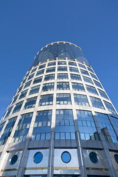 view on high office building in sunny day