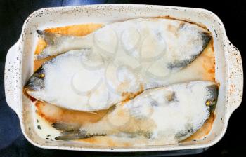 three dourada fish baked in salt