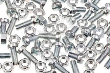 background from many bolts and screw nuts