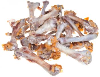 gnawed chicken bones isolated on white background