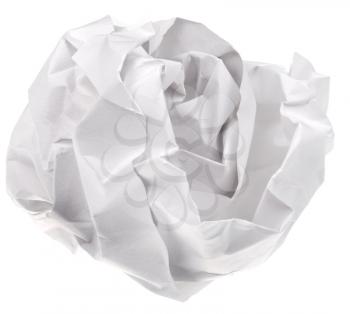 crumpled sheet of paper isolated on white background