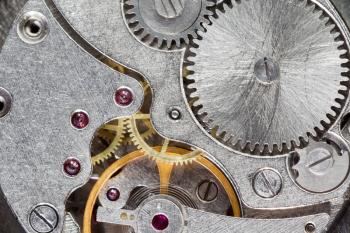 gears of old mechanic clockwork close up
