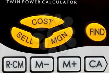 profit,cost, sell keys of financial calculator close up