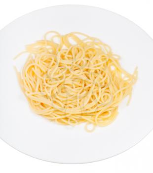Spaghetti al burro on plate isolated on white background