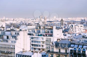 View over the 6th arrondissement Saint-Germain-des-Pres in Paris at evening