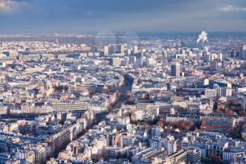 view on Paris France in winter afternoon