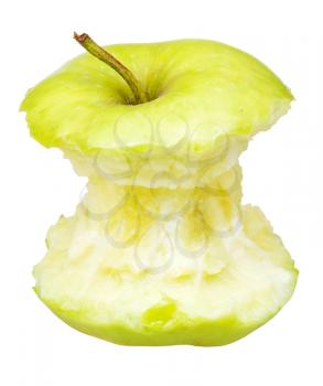 granny smith apple core isolated on white background